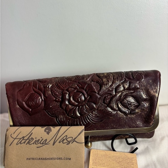 Patricia Nash Brown Convertible Clutch/Shoulder Bag w Kisslock Closure NWOT - Picture 10 of 12